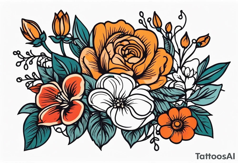 pray

old school vintage simple traditional design with vintage flowers surrounding
bold color simple tattoo idea