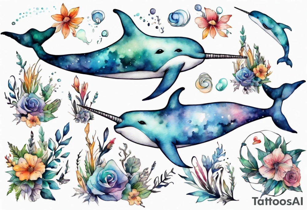 a narwhal tattoo idea