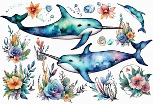 a narwhal tattoo idea