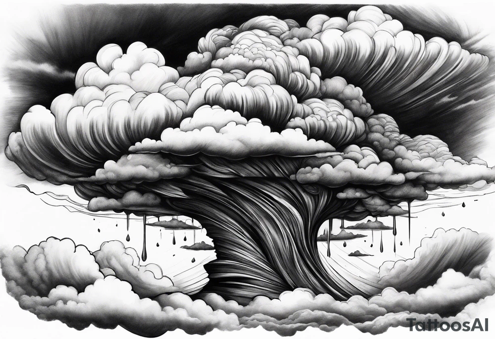 Clouds darkness hard core tornado downpour tattoo idea