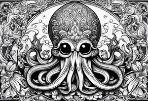 squid using lowbrow art style tattoo idea