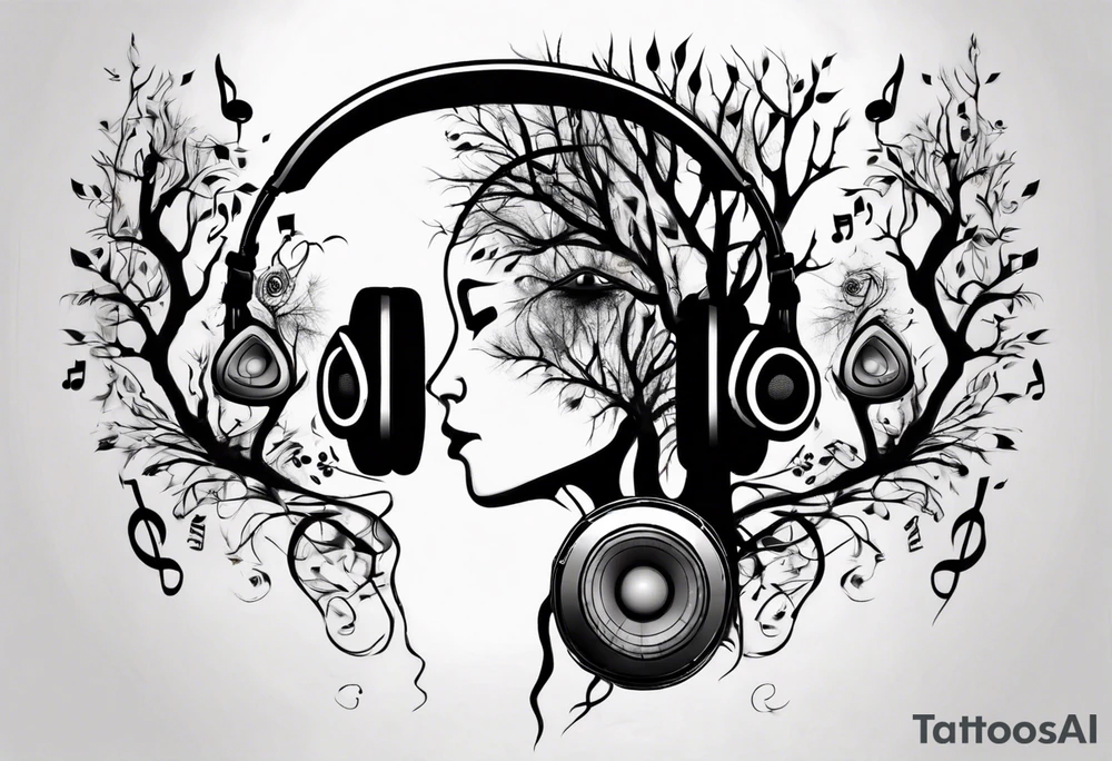 music speaker note tree headphones tattoo idea