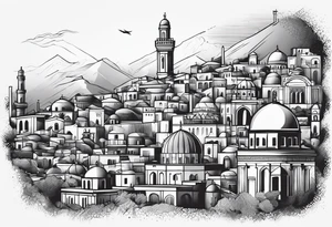 israel city vector vignette tattoo idea