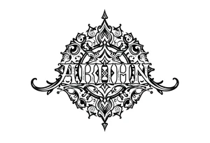 long ornament shaman style mytical with ancient rhyme letters tattoo idea
