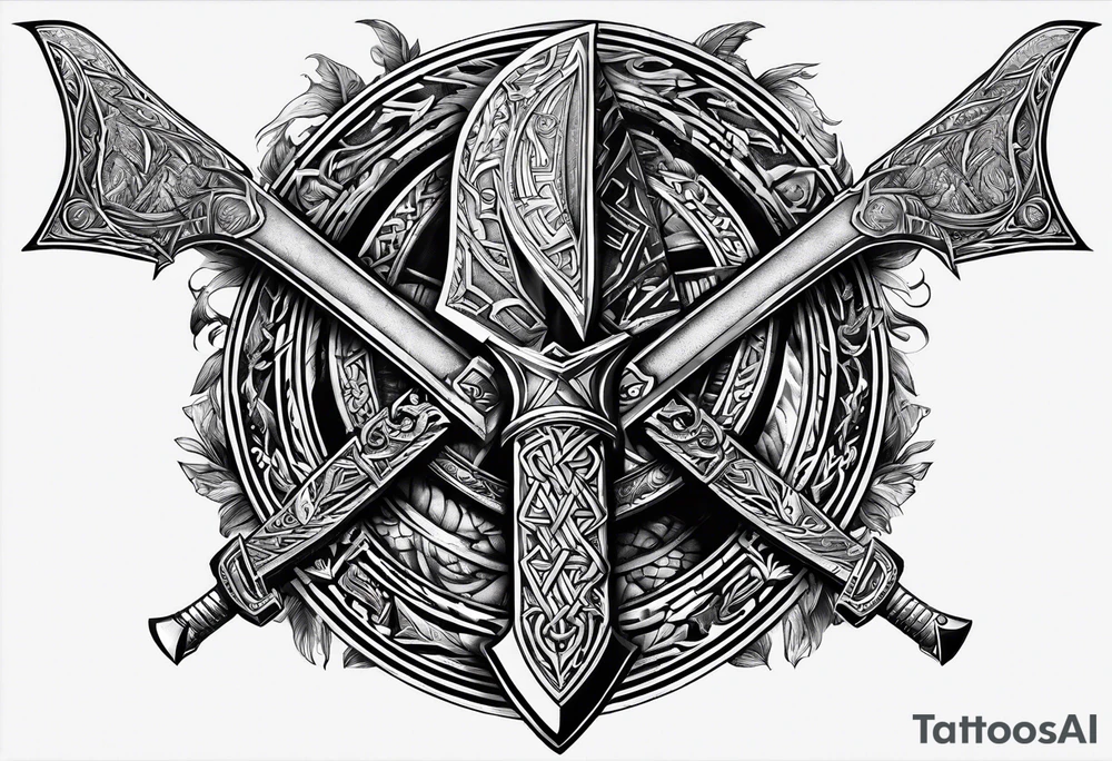 Valhalla valknut sword axe Dragon tattoo idea