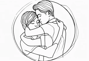 outline of people hugging tattoo idea