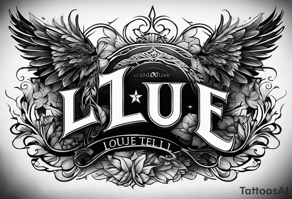 THE LETTERS "L O U E L" tattoo idea