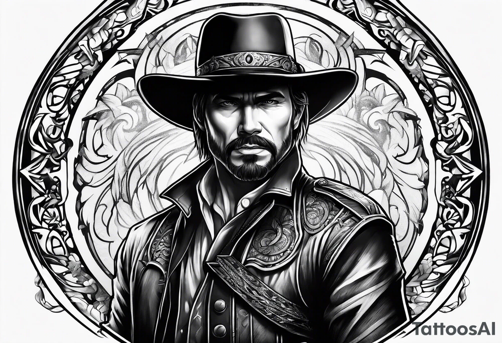 Western genre movie half sleeve tattoo tattoo idea