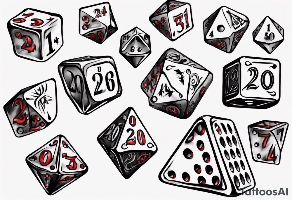 Dice with 20 numbers tattoo idea