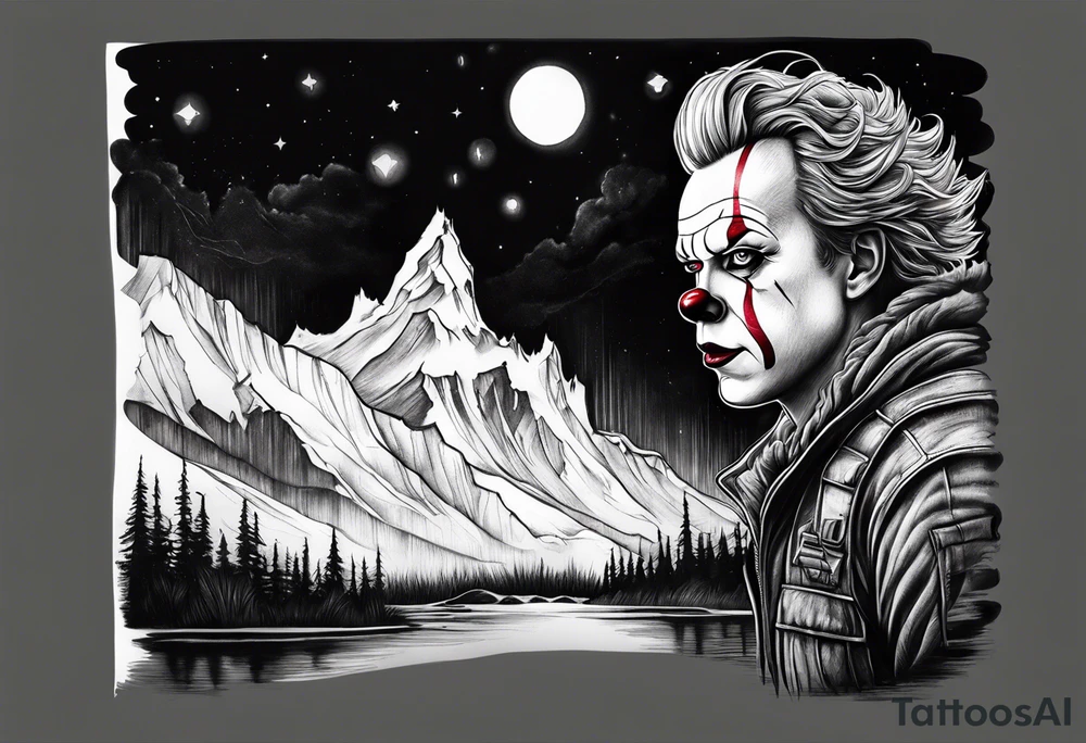 Northern lights with pennywise tattoo idea