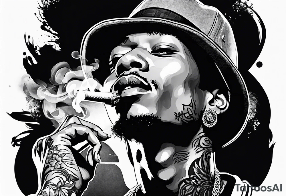 Wiz Khalifa smoking a joint tattoo idea