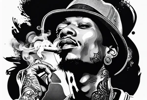 Wiz Khalifa smoking a joint tattoo idea