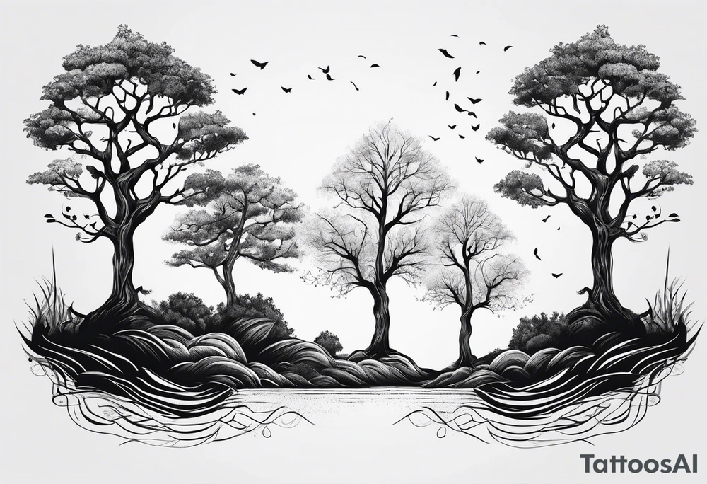 Three dainty trees tattoo idea