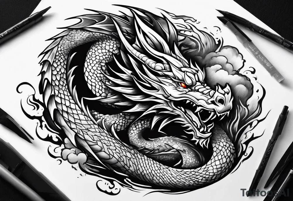 Fire breathing dragon tattoo idea