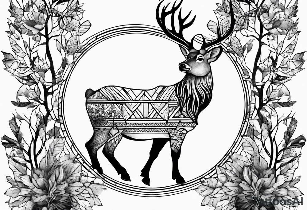 panache de chevreuil et sapinage tattoo idea