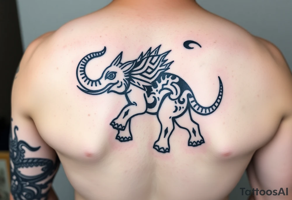 Axolotl riding an elephant tattoo idea