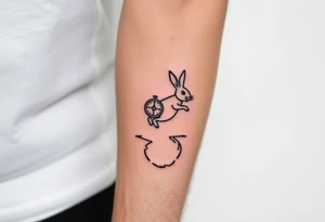 Rabbit with compass jumping down the rabbit hole. tattoo idea