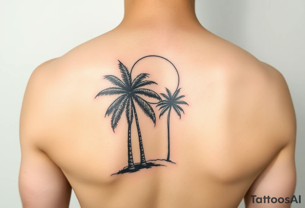 palm tree, beach, sun, timeline tattoo idea