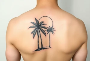 palm tree, beach, sun, timeline tattoo idea