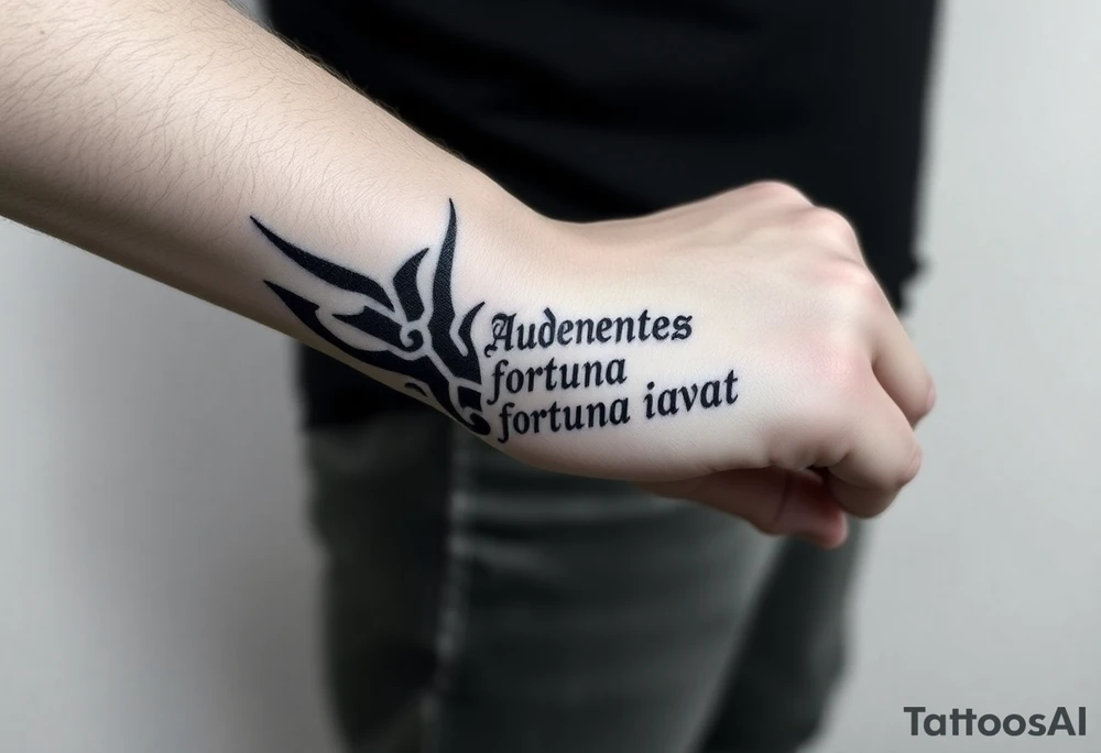 Audentes fortuna iavat quote from Latin, Roman army symbol as well tattoo idea