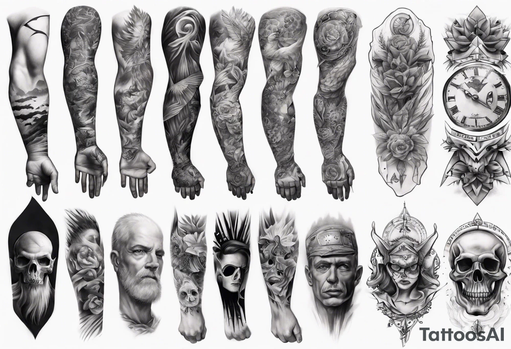 realistic arm sleeve tattoo idea
