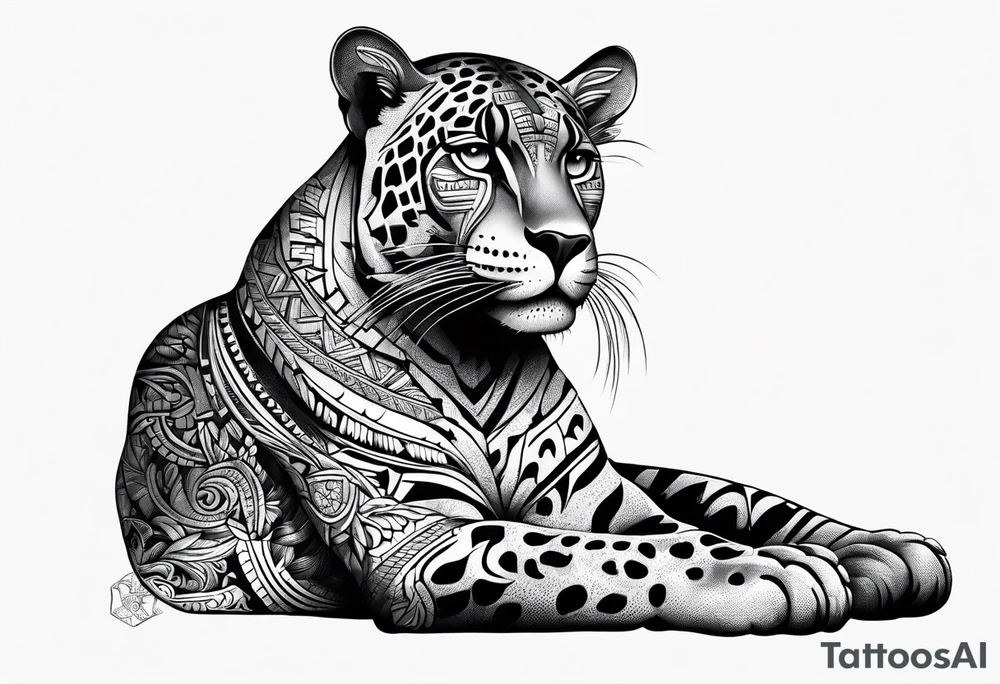 aztec black jaguar sitting tattoo idea