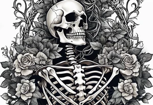 Full Skeleton wrapped in vines tattoo idea