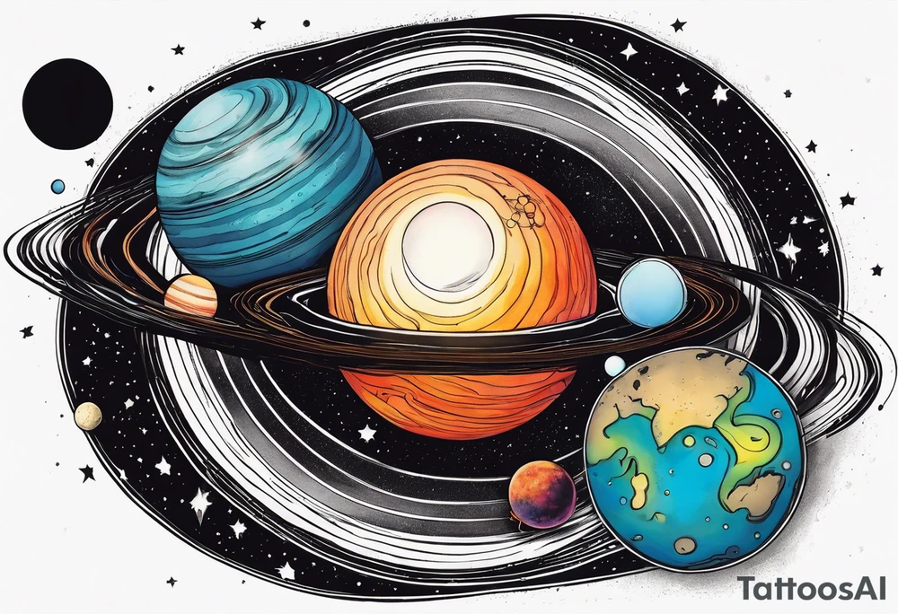 Planets orbiting a black hole. tattoo idea
