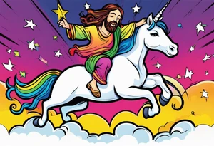 Jesus playing leapfrog with a unicorn tattoo idea