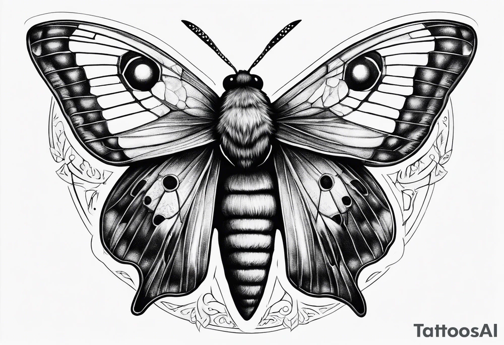 Death hawk moth with Pluto symbol in body of the moth tattoo idea