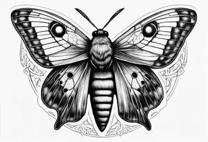 Death hawk moth with Pluto symbol in body of the moth tattoo idea