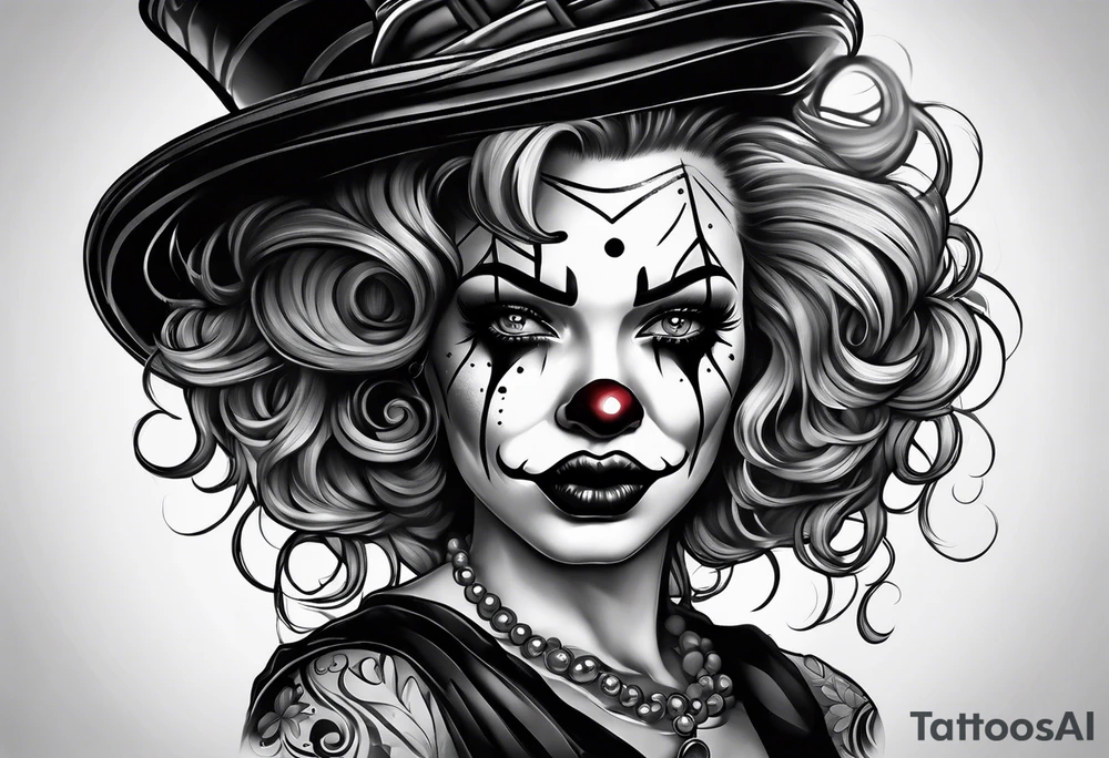 Girl clown sad face tattoo idea
