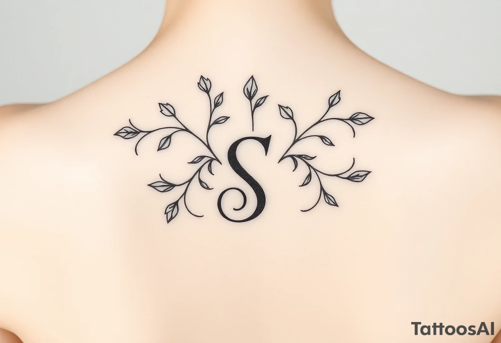 Lorbeerkranz mit Buchstabe S tattoo idea
