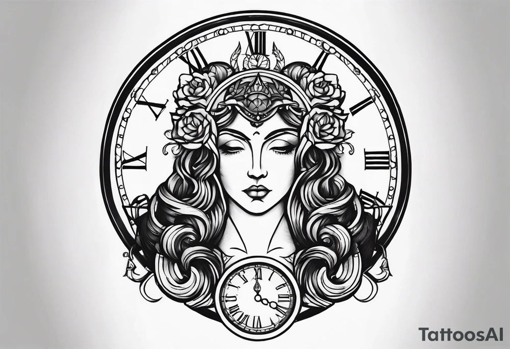 Janus, timeless clock tattoo idea