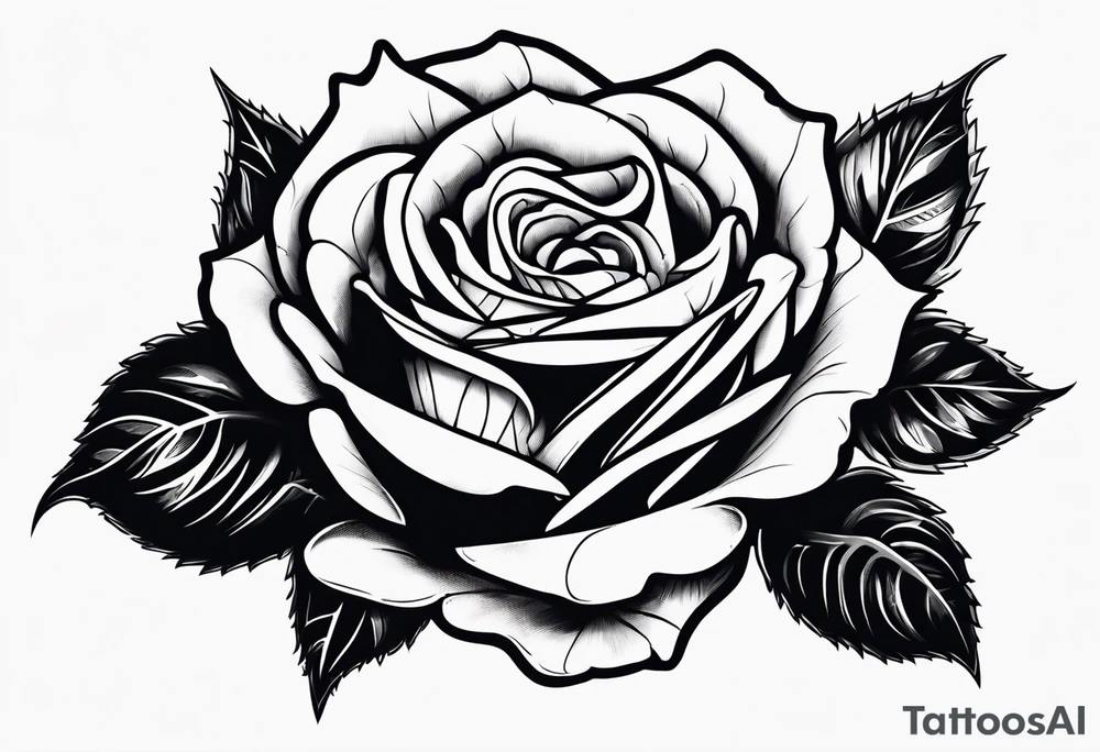 A rose tattoo with skeleton bone fingers tattoo idea