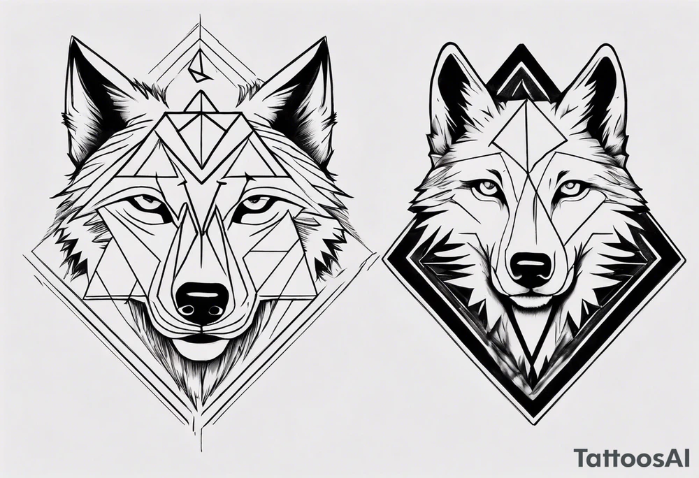 wolf head with one triangle on forehead and a triangle in the background tattoo idea wolf head with one triangle on forehead and a triangle in the background tattoo idea