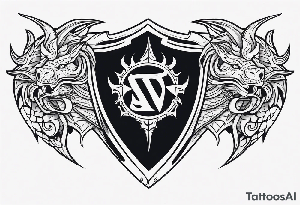 Valhalla sword shield dragon head tattoo idea