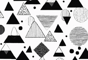 simple sunshine made of black dots with a triangle incorporated somewhere tattoo idea