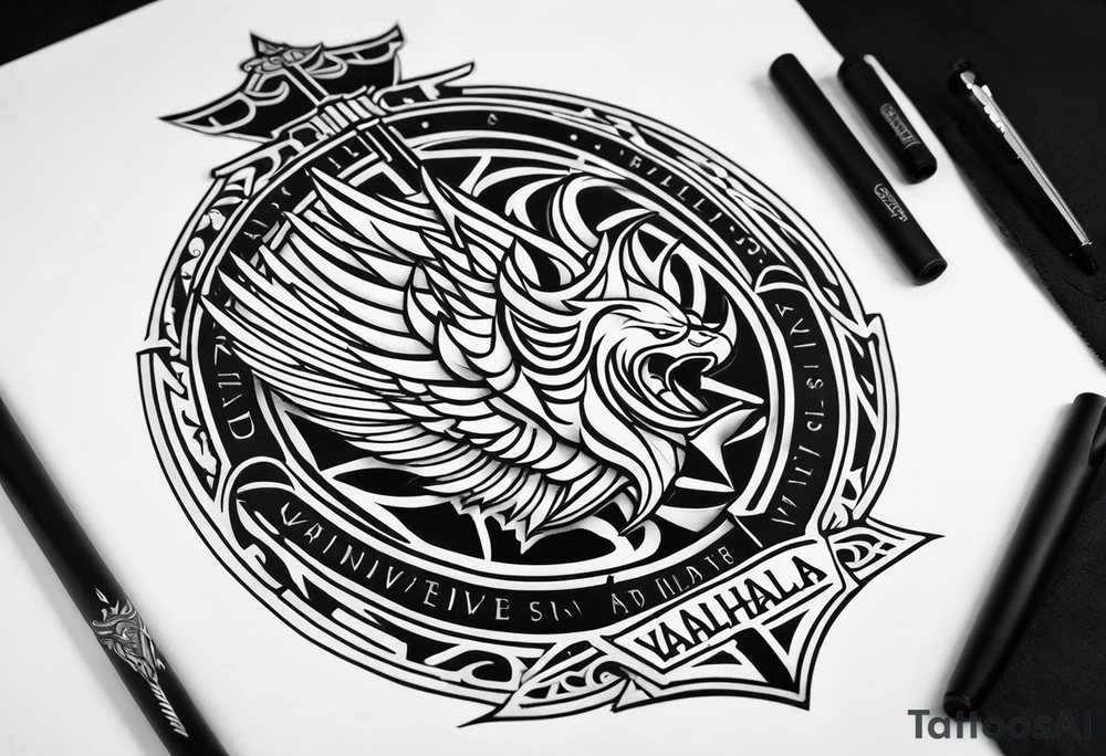Valhalla sword shield tattoo idea