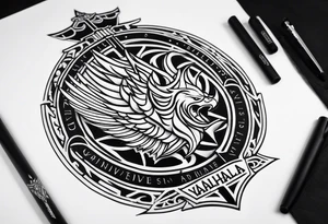 Valhalla sword shield tattoo idea