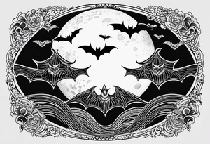 Moon and bats tattoo tattoo idea
