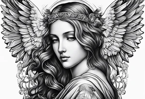 Angel with a Dove and Leonaro Da vinci tattoo idea