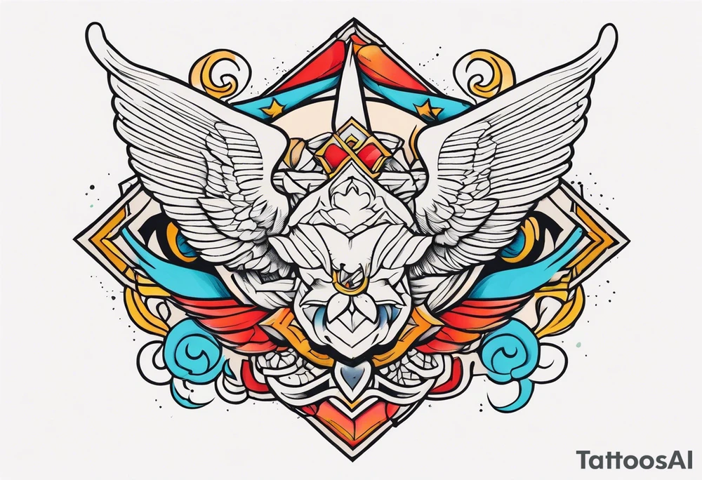 heaven vintage tattoo style old school traditional bold color tattoo idea