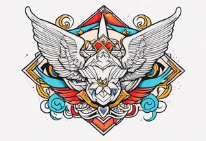 heaven vintage tattoo style old school traditional bold color tattoo idea