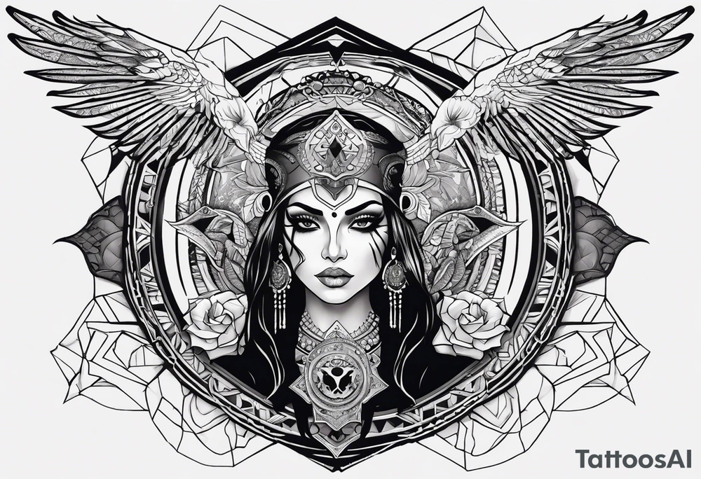 kali ma, alien goddess, valkrye, aries, pirate, divine feminine, zenza resonance, pachamama, lotus azul, blank panther, eagle, skull, 5D, nueva gaya, dna 12 tattoo idea