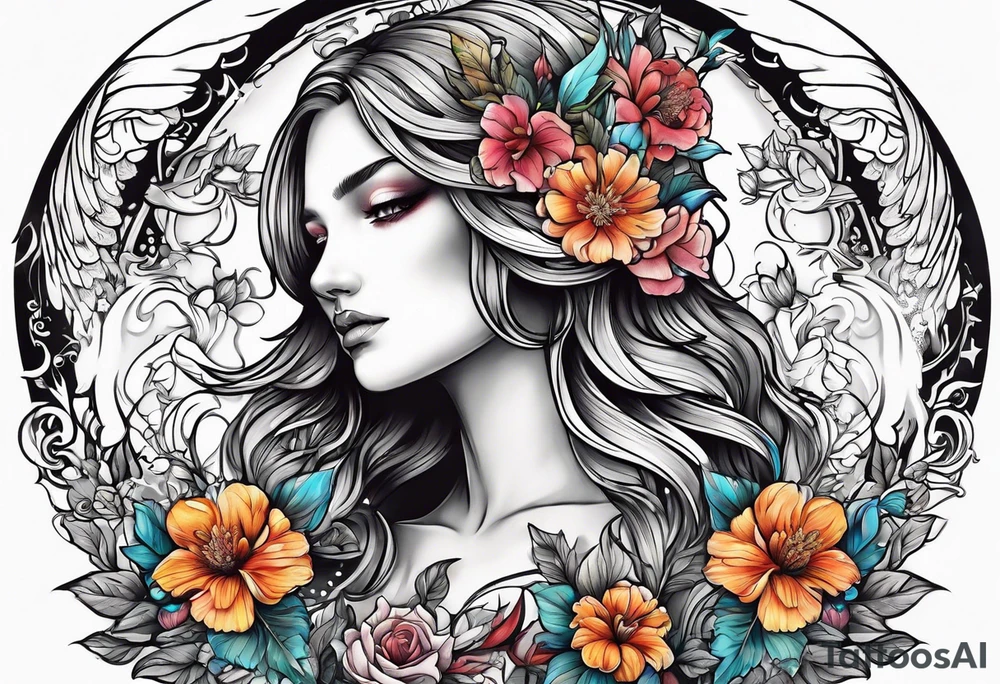 Angels flowers gods tattoo idea