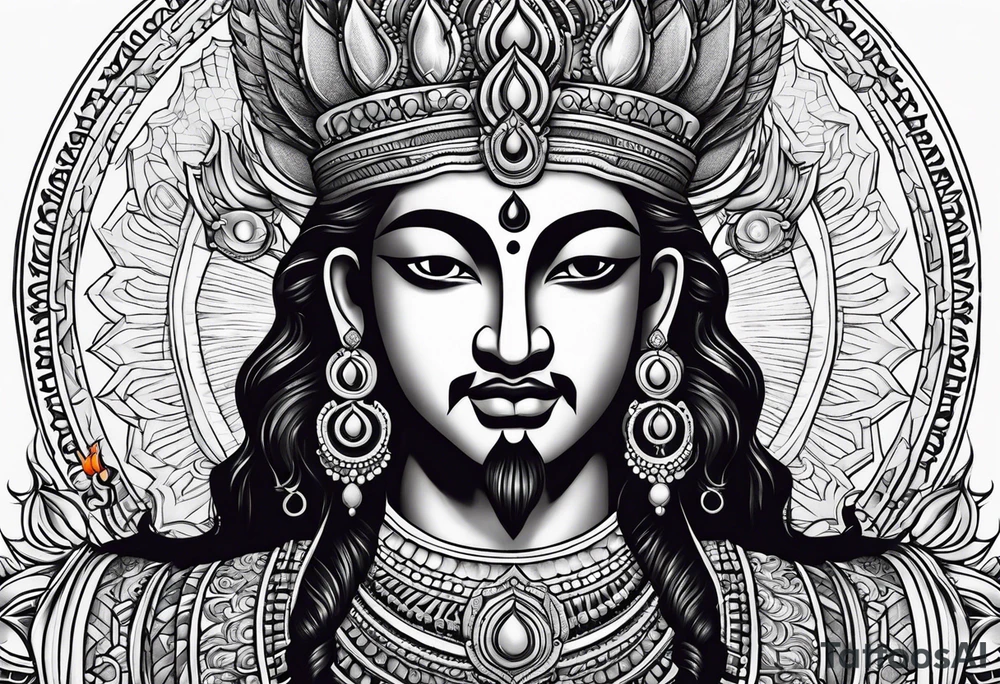 Powerful Lord Vishnu tattoo idea