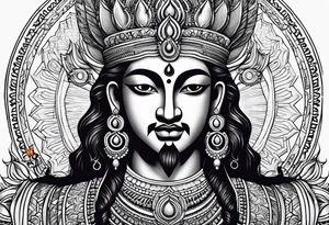 Powerful Lord Vishnu tattoo idea