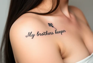 A microphone cords writing the words “My brothers keeper” tattoo idea