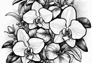Orquídea e Bougainvillea com ramos tattoo idea